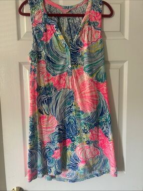 Lilly Pulitzer Sleeveless Floral Swirl Mini Dress - Pink & Blue